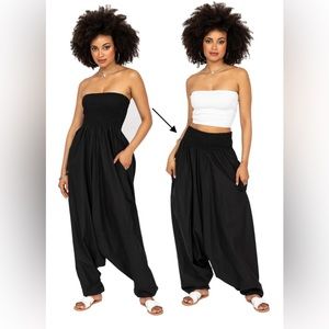 Free People Beach Strapless Harem 2in1 Romper/ Pants